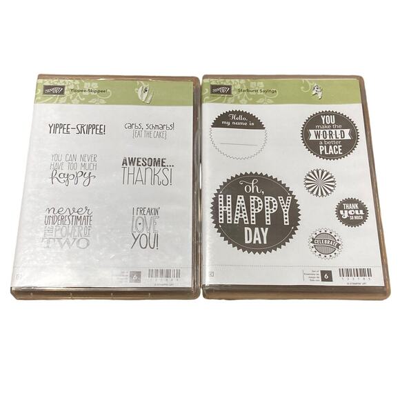 Stampin' Up! Yippee-Skippee & Starburst Signs Rubber Cling Stamps LOT OF 2 - Picture 1 of 5